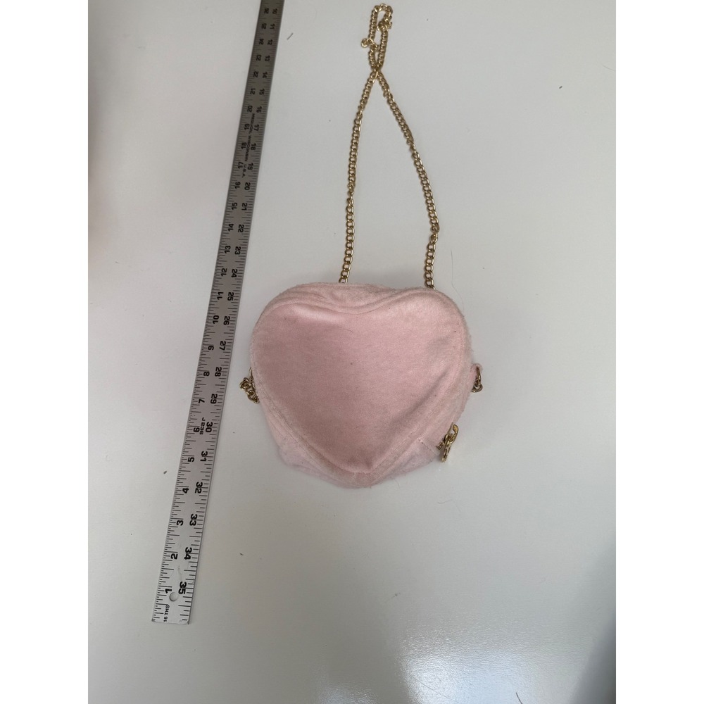 Stoney Clover Lane Pink Terry Cloth Heart Crossbody Bag Gold‎ Chain Strap